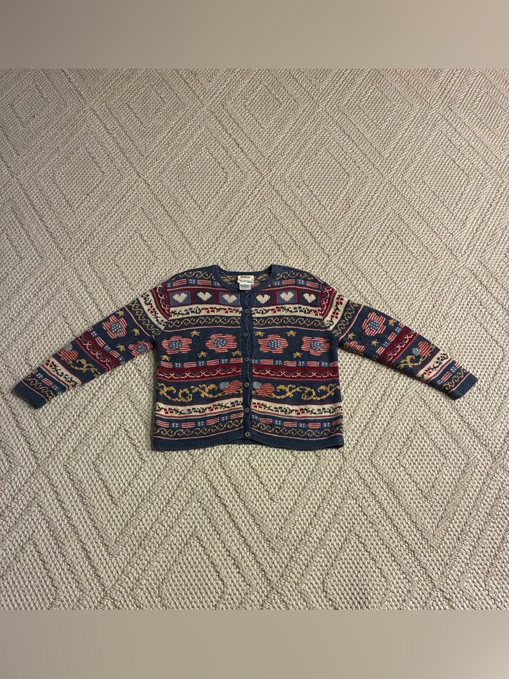 Talbot’s Patriotic Buttoned Sweater Cardigan - Navy and Red